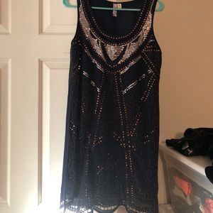 Francesca’s navy blue sequin shift dress